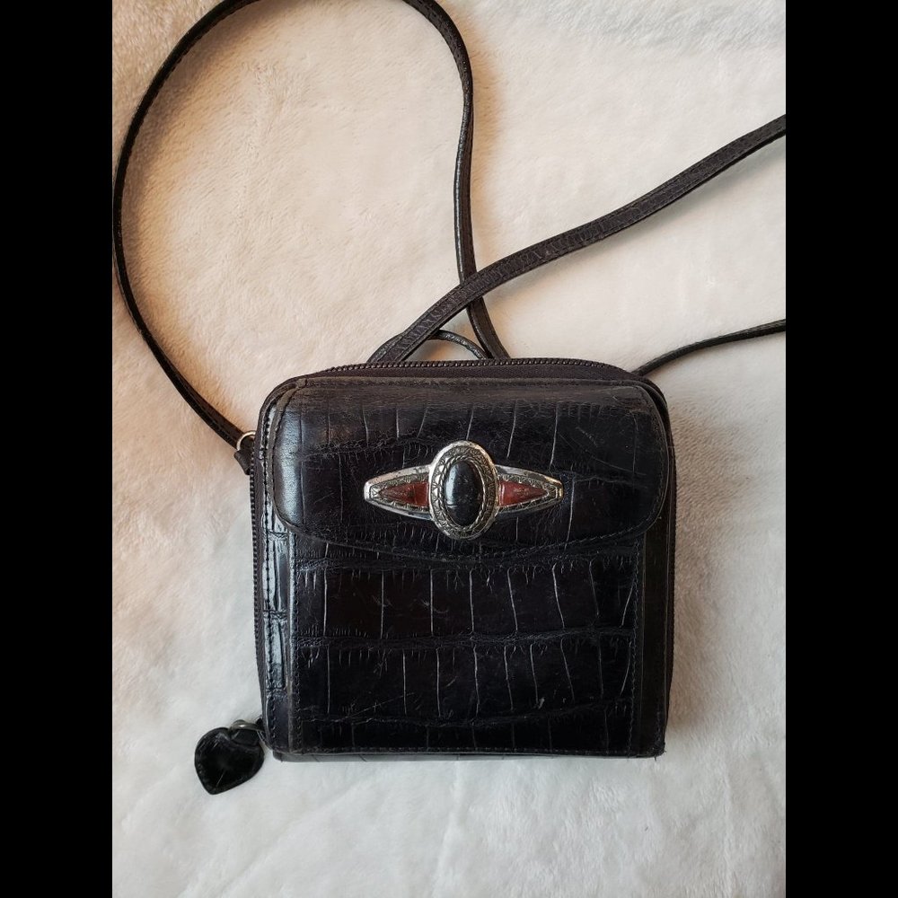 Brighton Silver, Red, and Black Small Crossbody